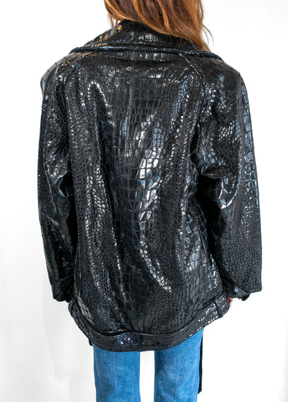 Saint Laurent Croc Embossed Lacquered Jacket