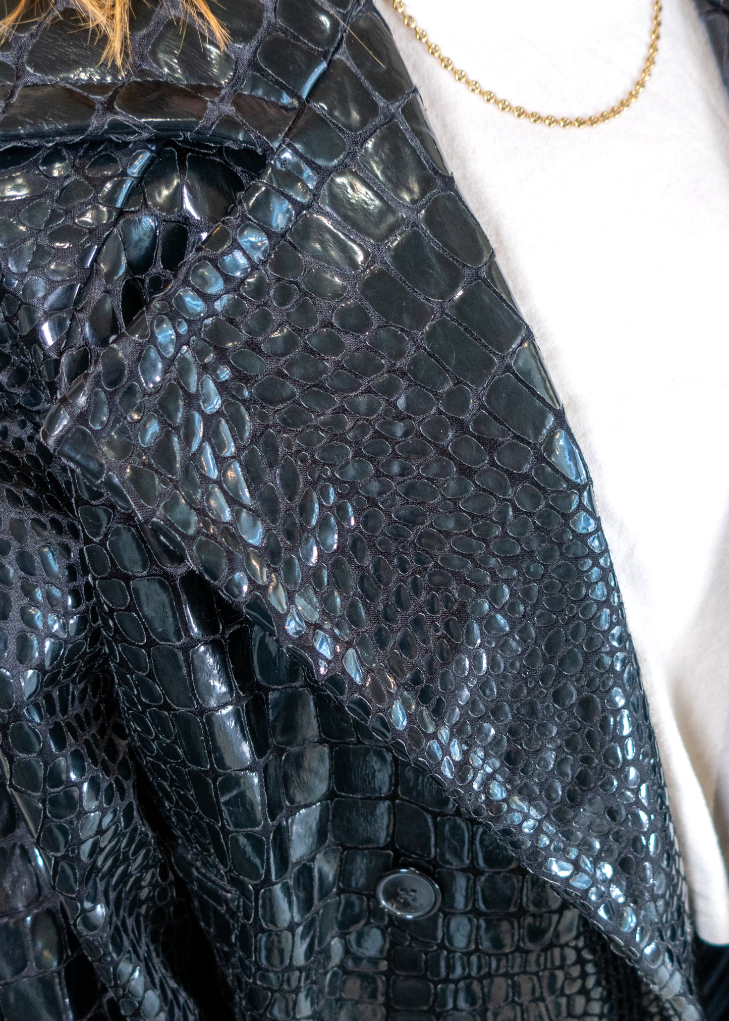 Saint Laurent Croc Embossed Lacquered Jacket
