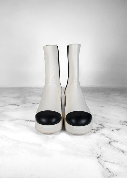 Chanel Leather Colorblock Pattern Chelsea Boots