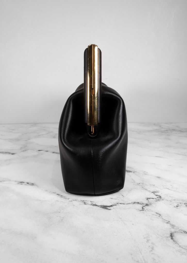 Fendi First Midi Nappa Leather Clutch in Black