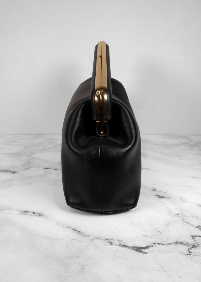 Fendi First Midi Nappa Leather Clutch in Black