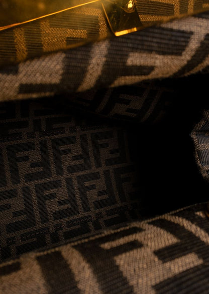 Fendi First Midi Nappa Leather Clutch in Black