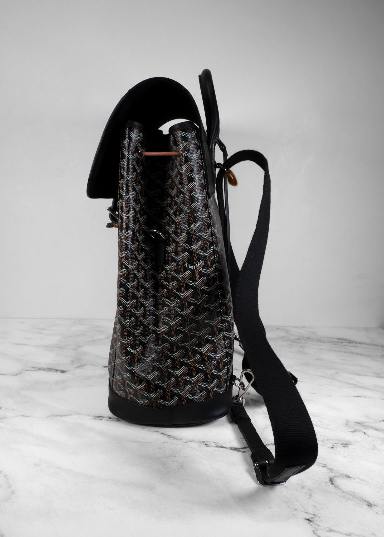 Goyard Goyardine Calfskin Alpin MM Backpack in Black
