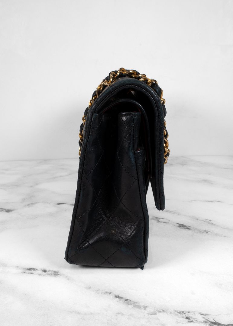 Chanel Vintage Black Shoulder Flap Bag With Gold Hardware