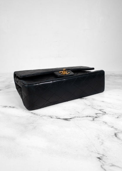 Chanel Vintage Black Shoulder Flap Bag With Gold Hardware