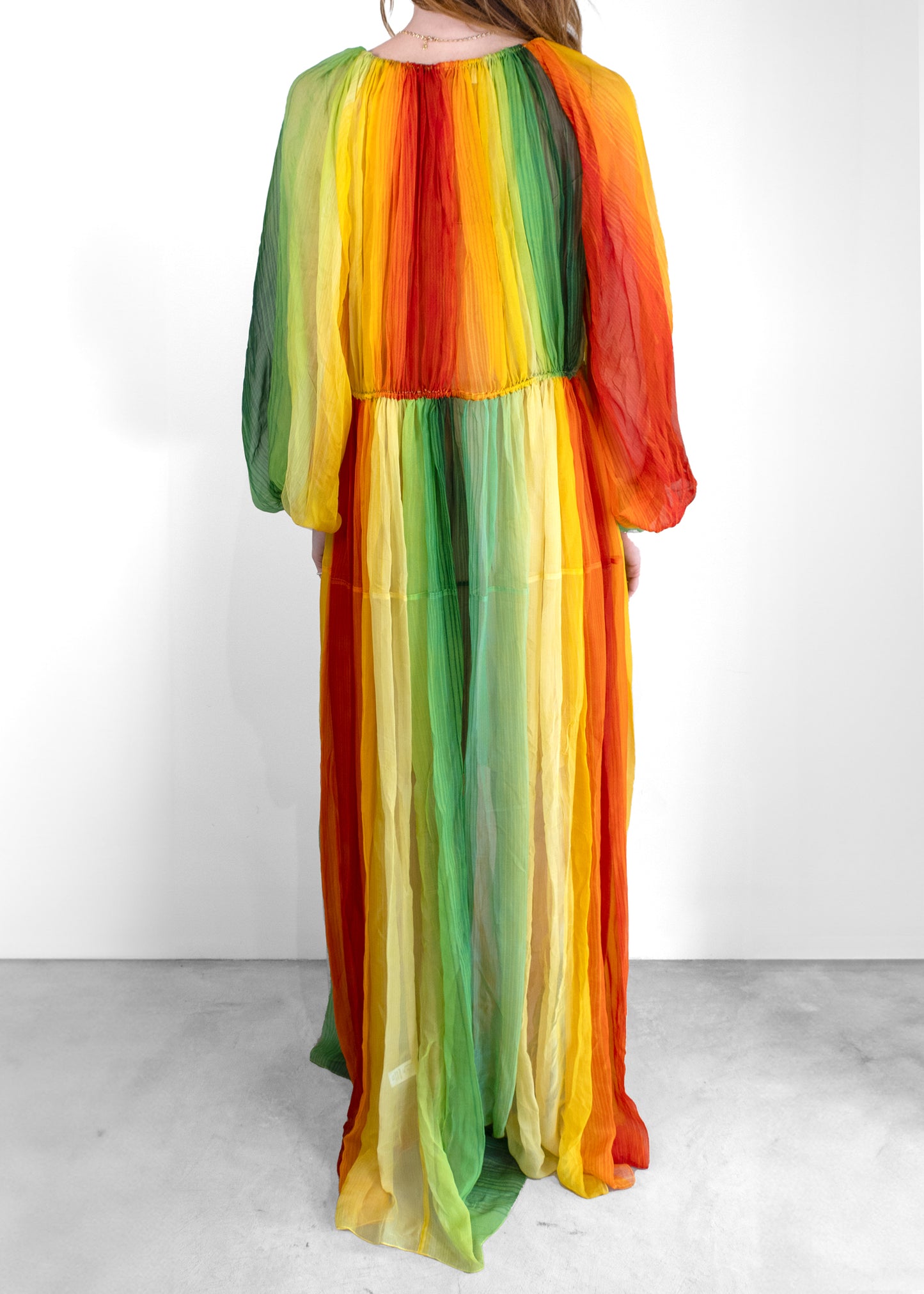 Oscar De La Renta Striped Silk-chiffon Maxi Dress