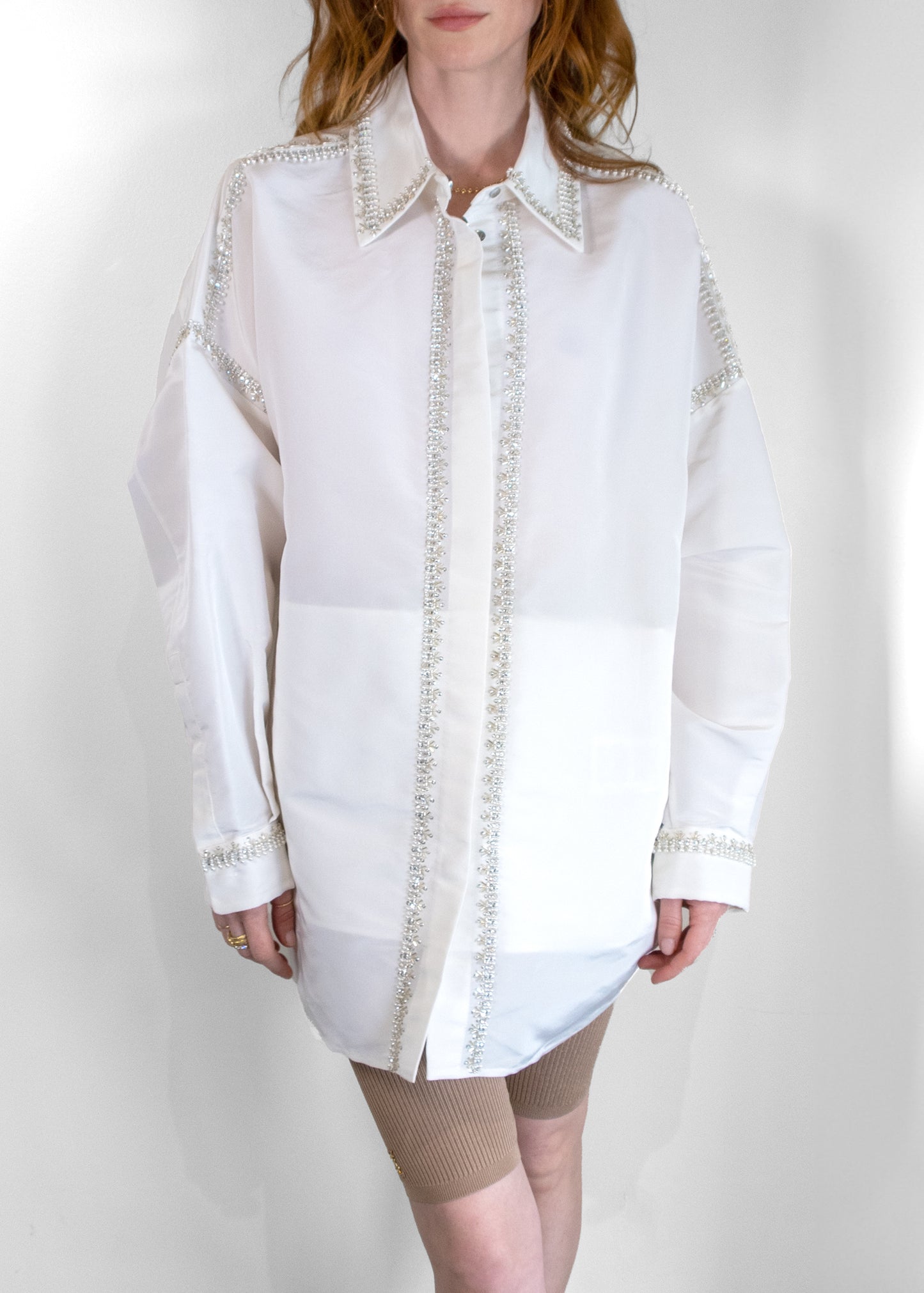 Valentino Oversized Bead-Embroidered Shirt