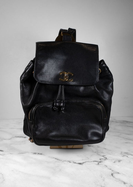 Chanel Black Caviar Leather Backpack