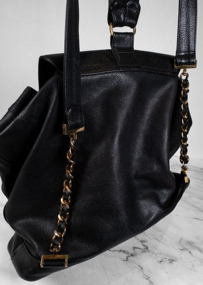 Chanel Black Caviar Leather Backpack