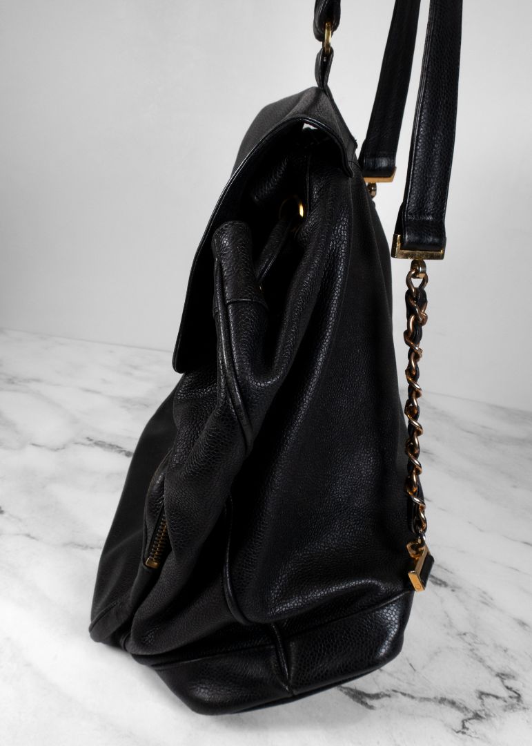 Chanel Black Caviar Leather Backpack