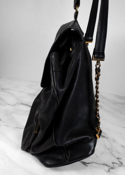 Chanel Black Caviar Leather Backpack