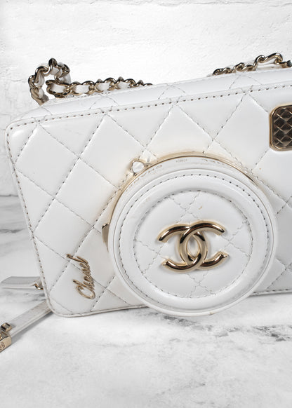 Chanel Lambskin Quilted Coco White Click Bag