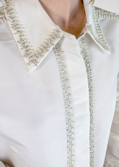 Valentino Oversized Bead-Embroidered Shirt