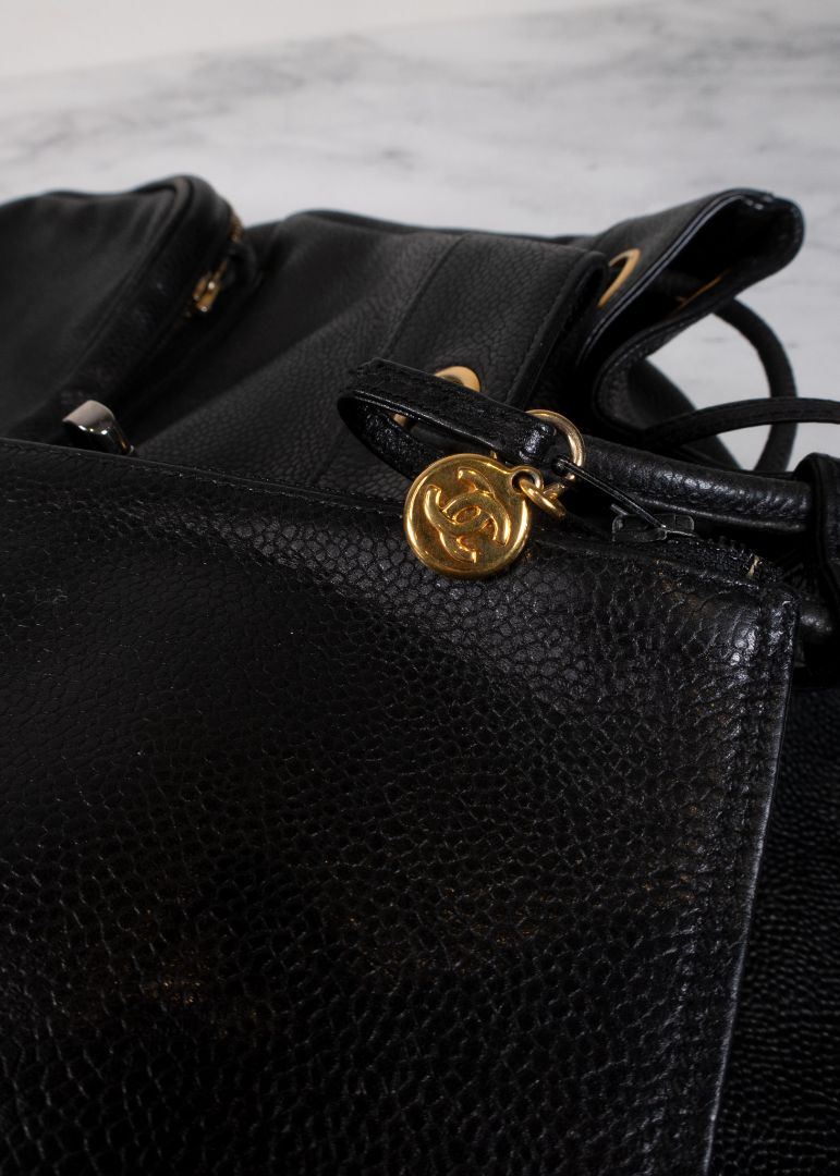 Chanel Black Caviar Leather Backpack
