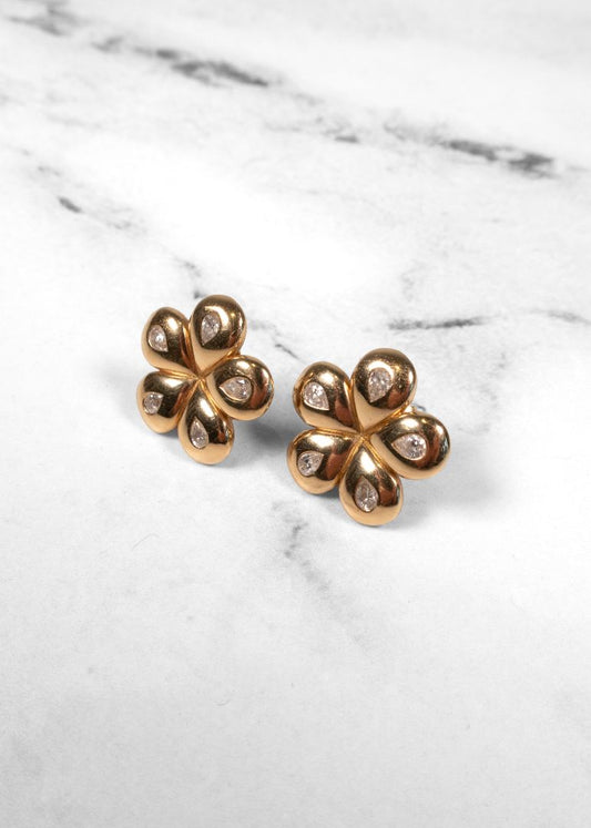 Brent Neale Gold Mini Petal Flower Earrings