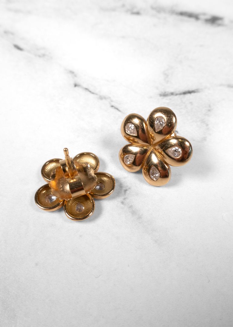 Brent Neale Gold Mini Petal Flower Earrings