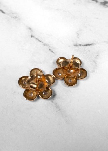 Brent Neale Gold Mini Petal Flower Earrings