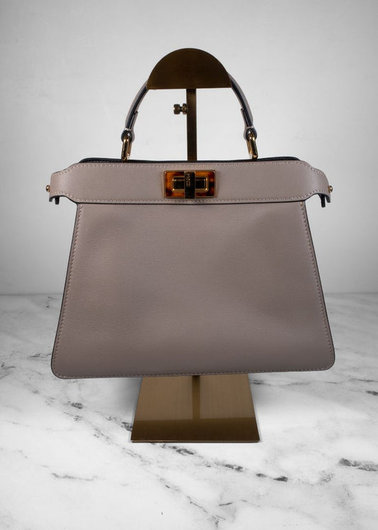 Fendi Grey Leather Peekaboo Bag