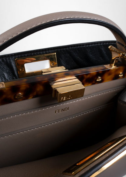 Fendi Peekaboo ISeeU Small Tortoiseshell Plexiglass Trim Leather Bag