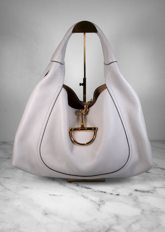 Gucci Light Grey Leather Large Hobo Bag