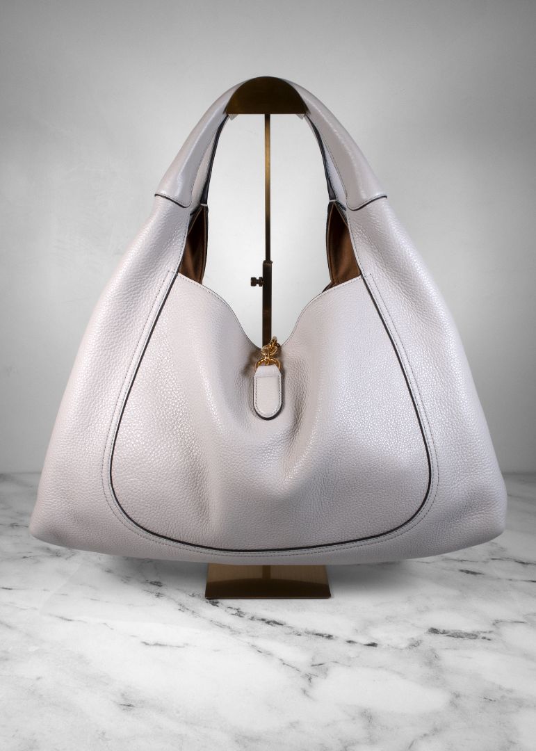 Gucci Light Grey Leather Large Hobo Bag