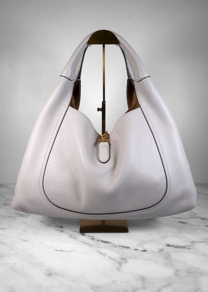Gucci Light Grey Leather Large Hobo Bag