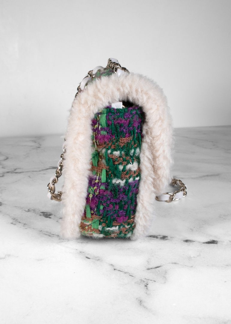 Chanel Coco Neige Tweed and Shearling Large Flap Bag