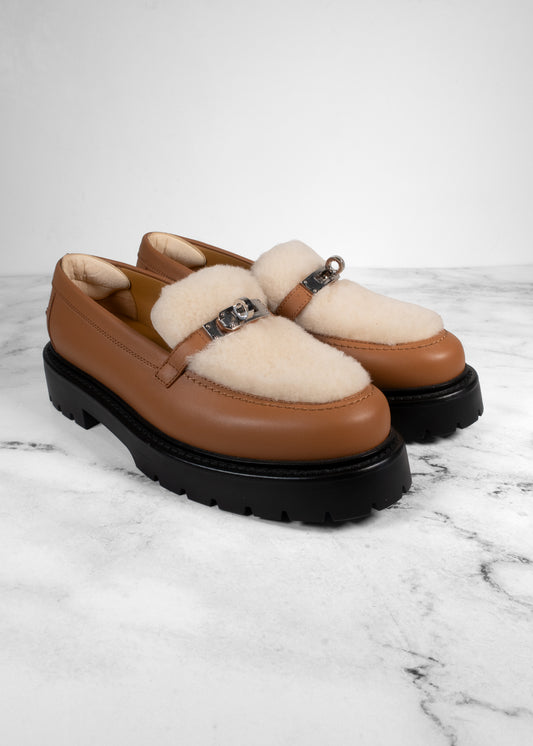 Hermes Icone Shearling Loafers