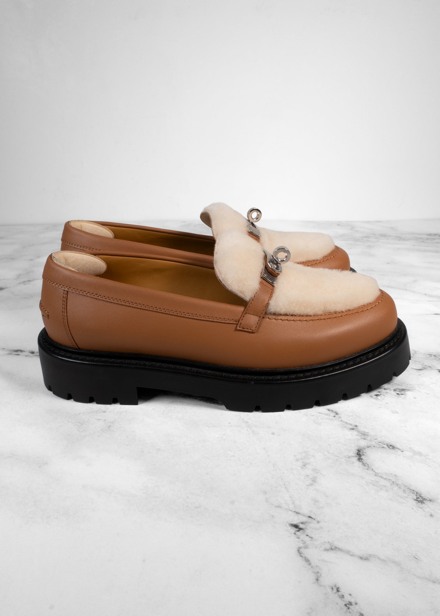 Hermes Icone Shearling Loafers