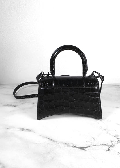 Balenciaga Small Croc-Embossed Hourglass Handle Bag