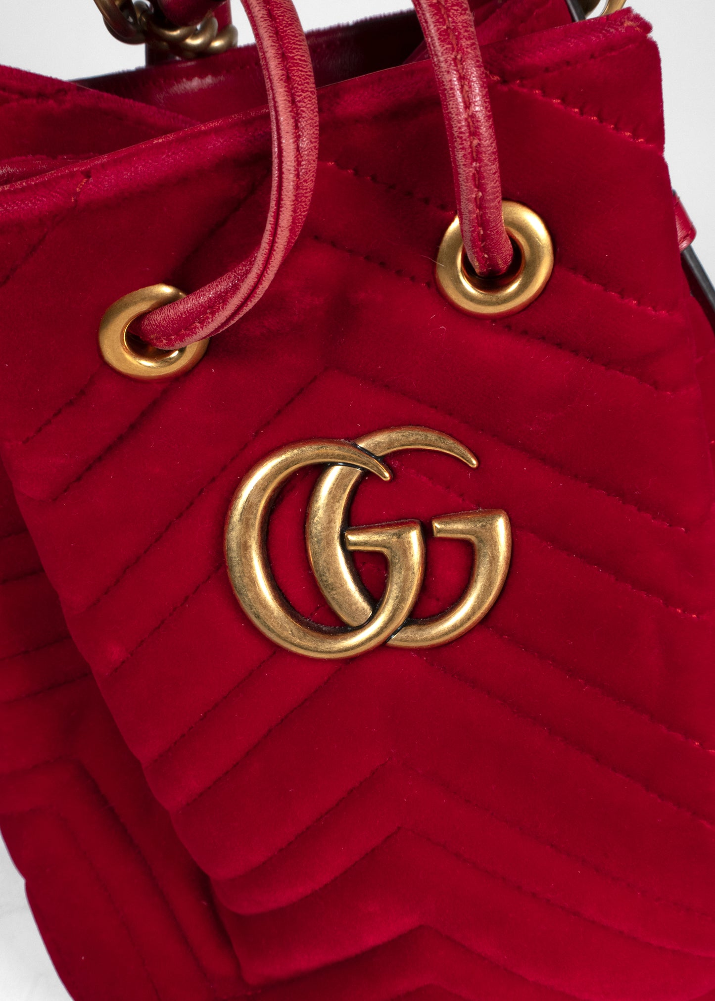 Gucci Velvet Marmont Matelasse Bucket Bag