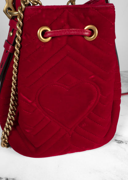 Gucci Velvet Marmont Matelasse Bucket Bag