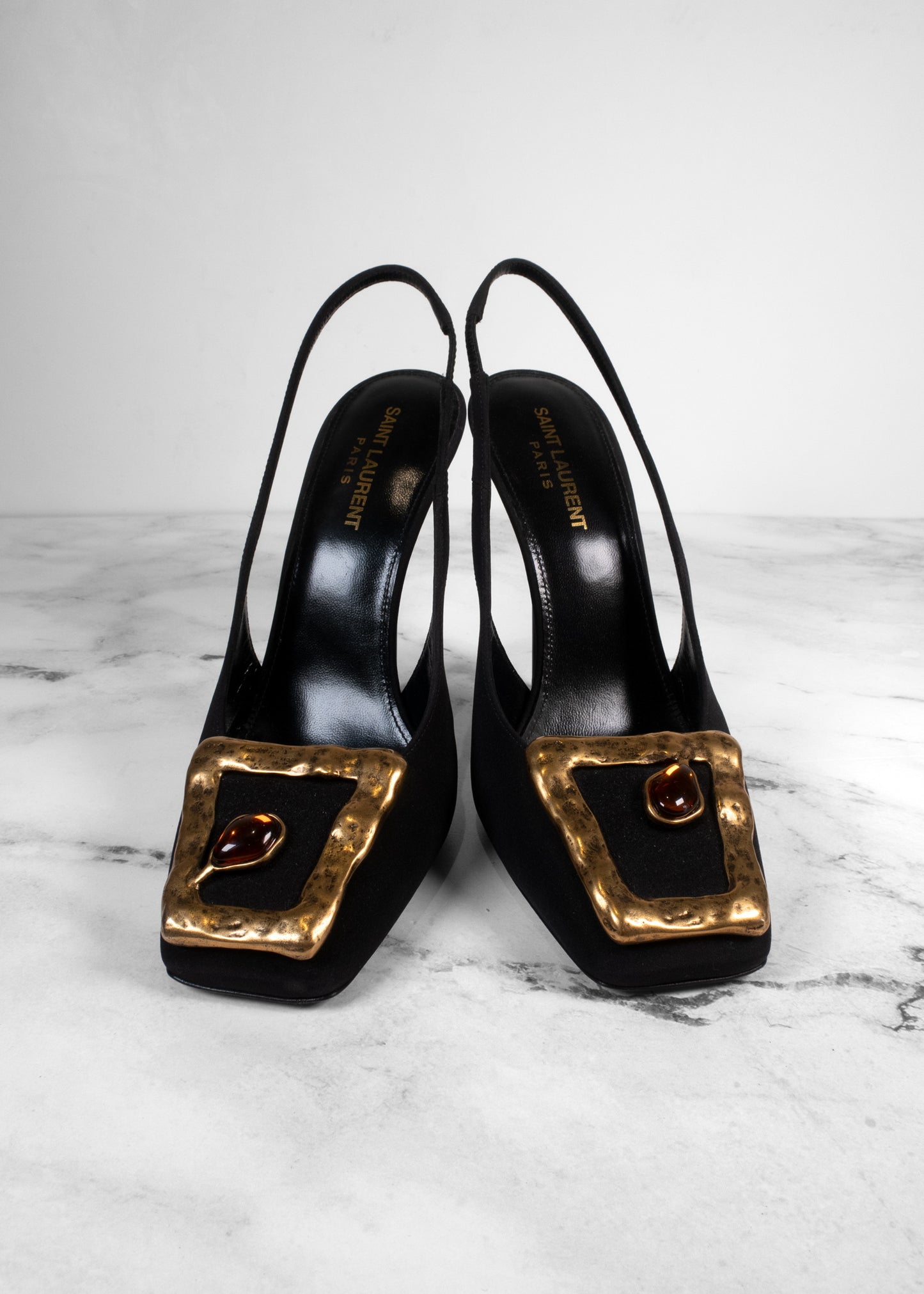 Saint Laurent Maxine Crepe de Chine Slingback Pumps