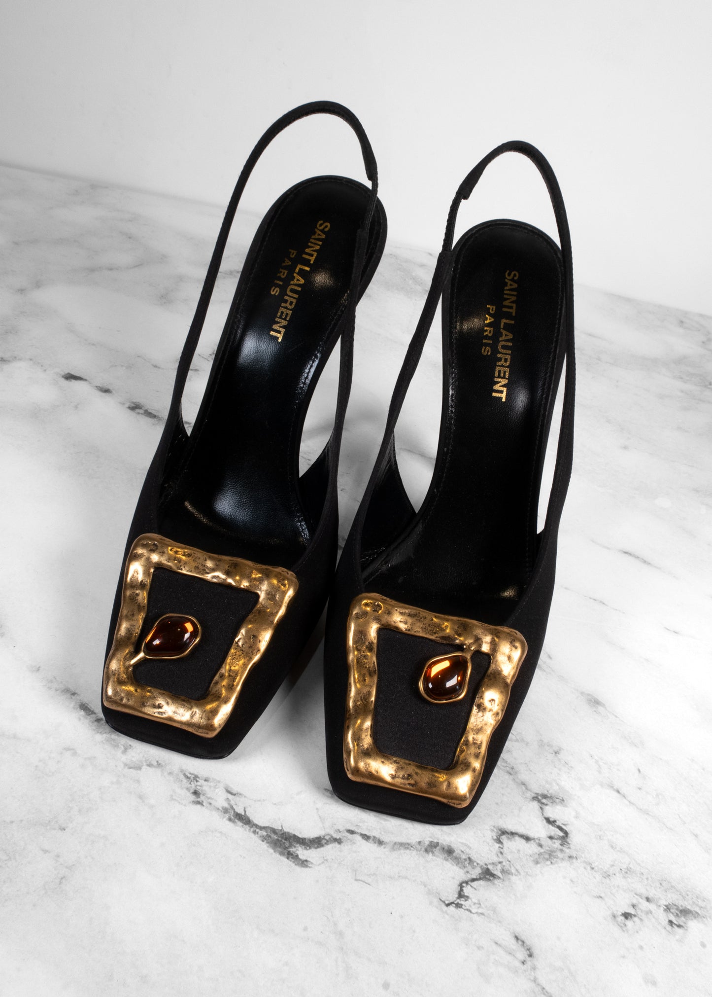 Saint Laurent Maxine Crepe de Chine Slingback Pumps