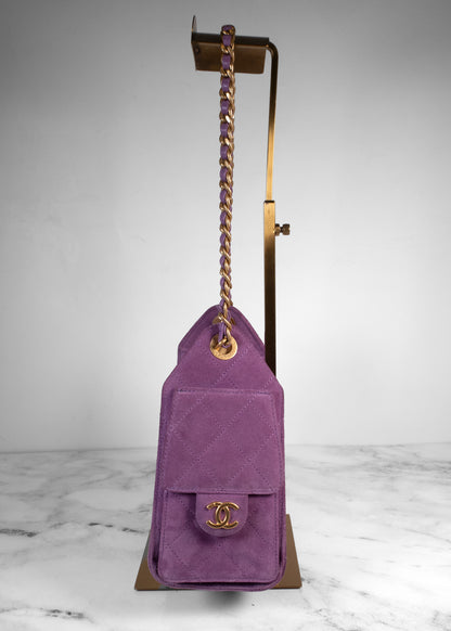 Chanel Suede Quilted Mini Chanel 25 Hobo Handbag