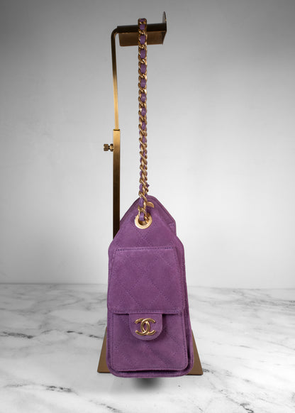 Chanel Suede Quilted Mini Chanel 25 Hobo Handbag