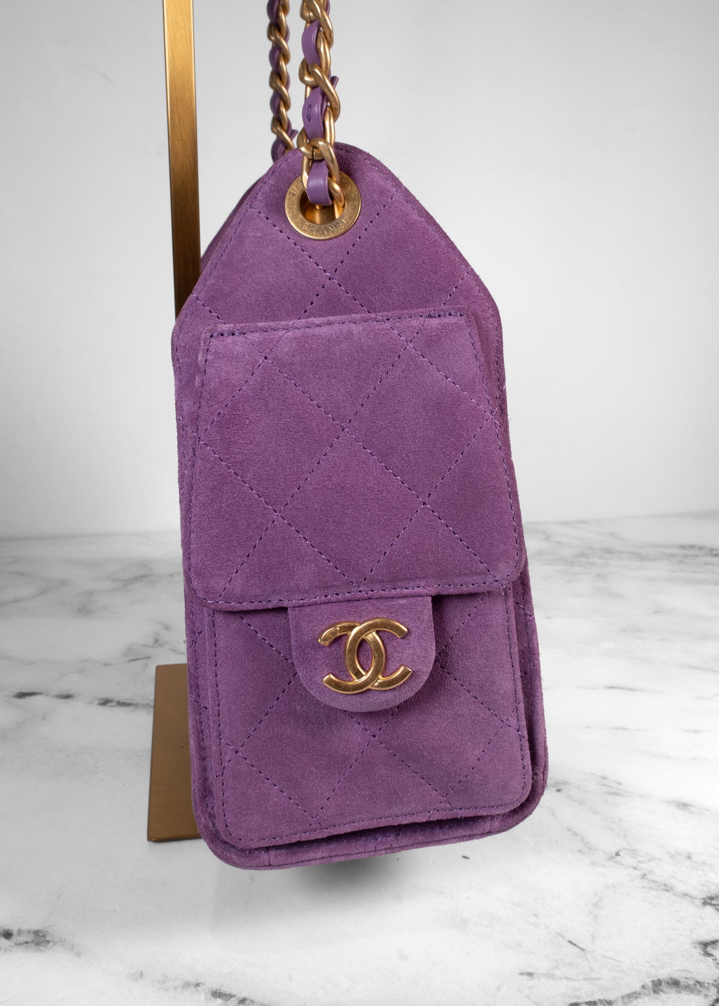 Chanel Suede Quilted Mini Chanel 25 Hobo Handbag