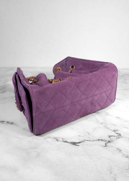 Chanel Suede Quilted Mini Chanel 25 Hobo Handbag