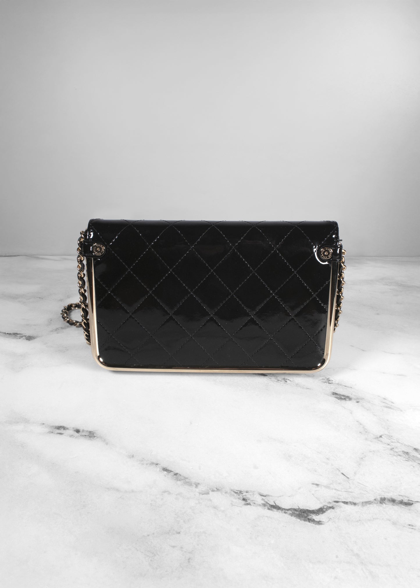 Chanel Fall-Winter 2024/25 Black Patent Calfskin Wallet on Chain