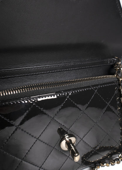 Chanel Fall-Winter 2024/25 Black Patent Calfskin Wallet on Chain