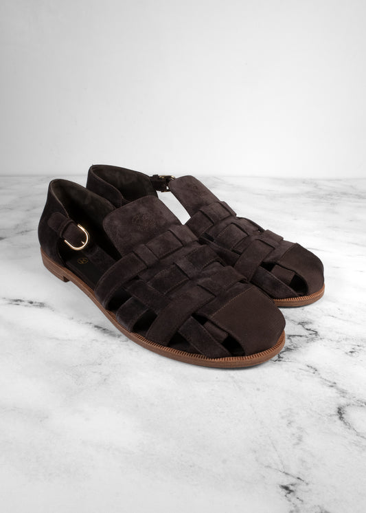 Chanel Suede Grosgrain Cap Toe Fisherman Sandals