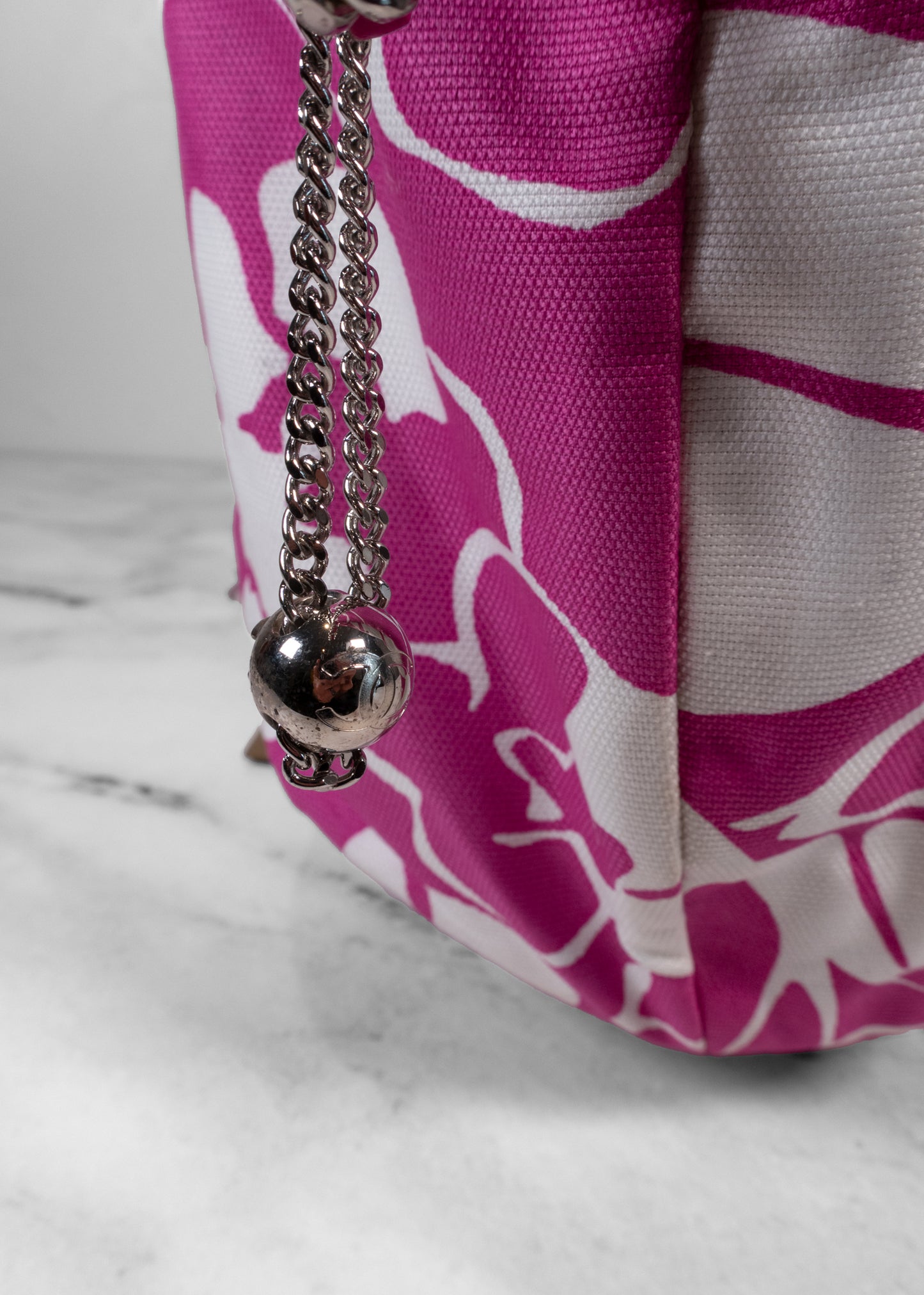 Chanel Camellia Orchid Print Canvas CC In Love Hobo Tote