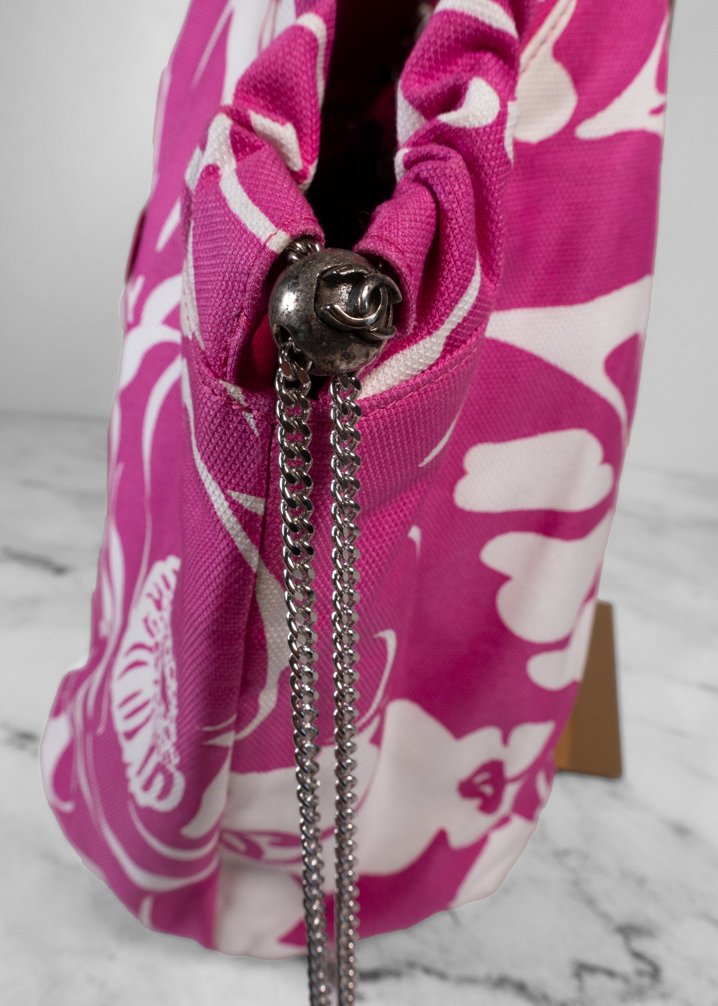 Chanel Camellia Orchid Print Canvas CC In Love Hobo Tote