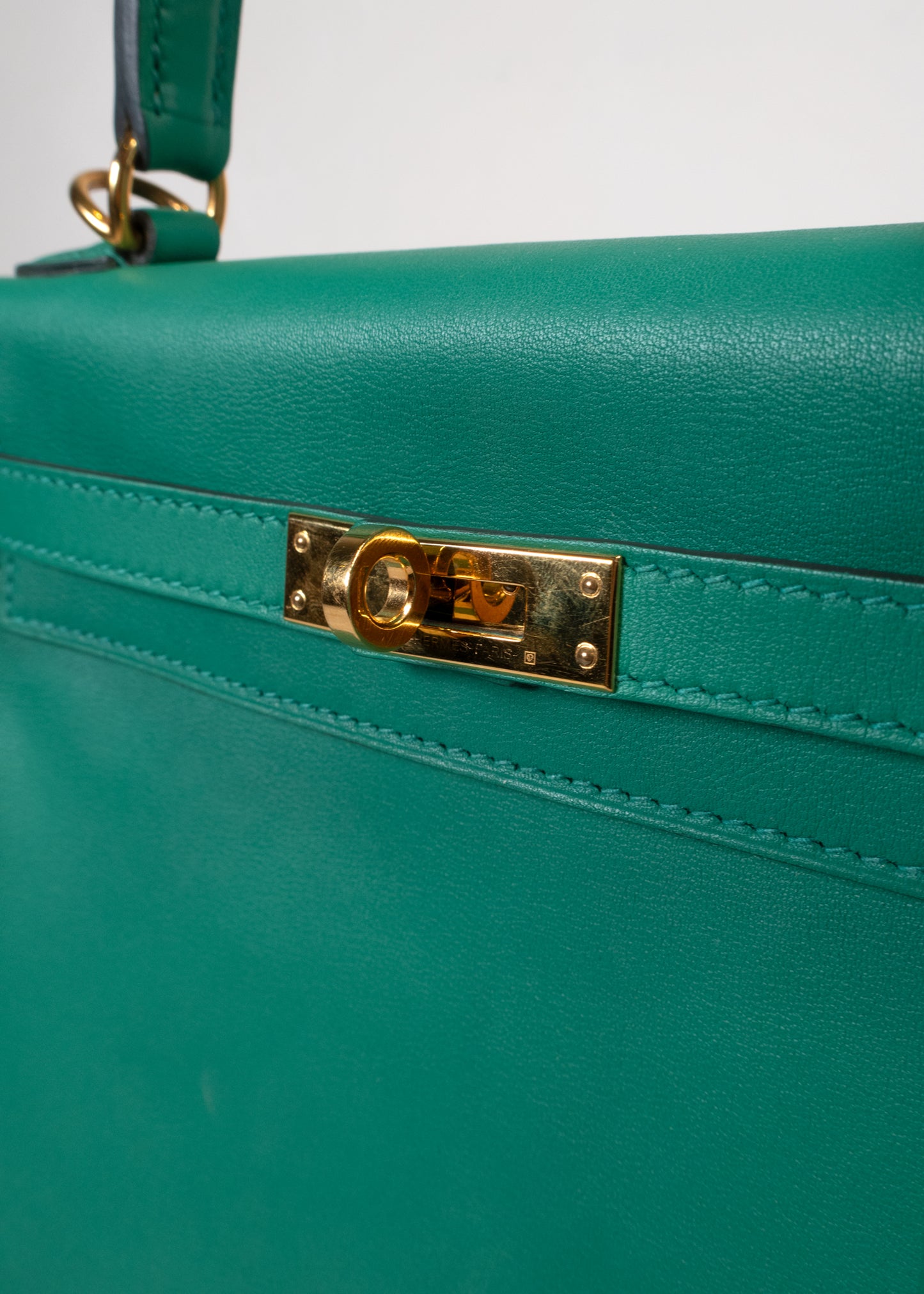 Hermès Kelly 25 Sellier Vert Vertigo Swift Leather