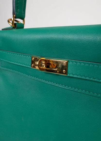 Hermès Kelly 25 Sellier Vert Vertigo Swift Leather