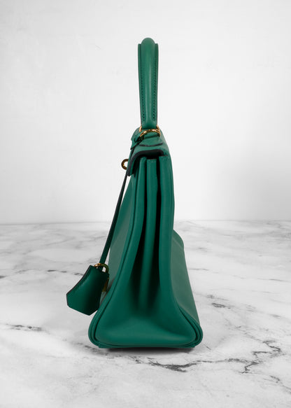 Hermès Kelly 25 Sellier Vert Vertigo Swift Leather