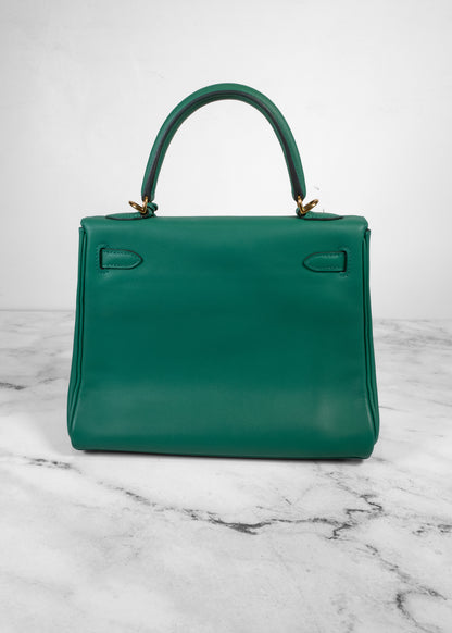 Hermès Kelly 25 Sellier Vert Vertigo Swift Leather
