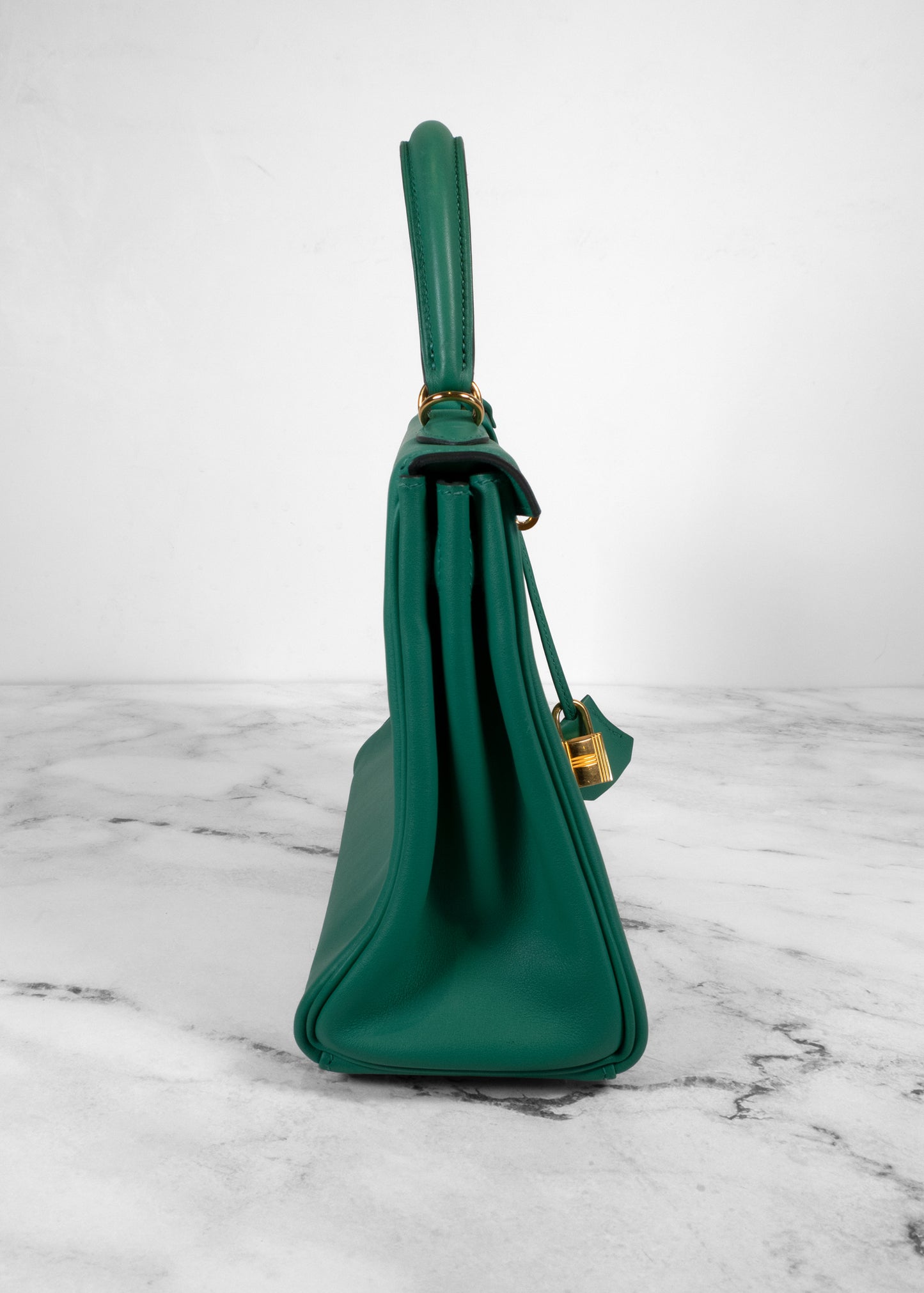 Hermès Kelly 25 Sellier Vert Vertigo Swift Leather