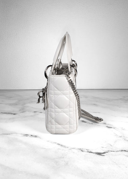 Christian Dior Lambskin Cannage White Mini Lady Dior