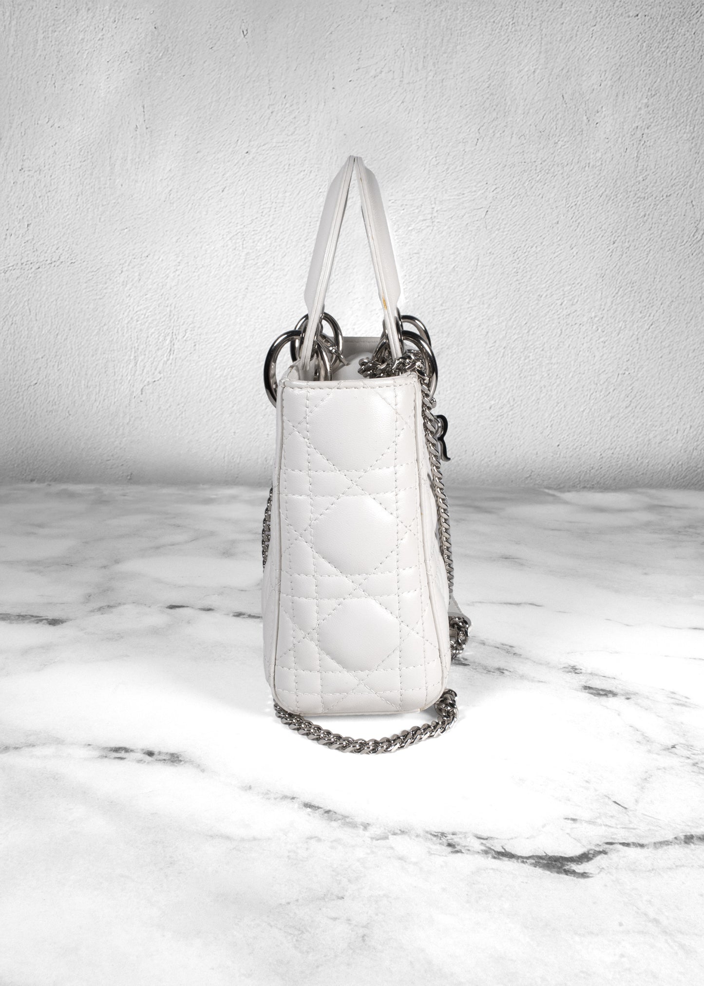 Christian Dior Lambskin Cannage White Mini Lady Dior